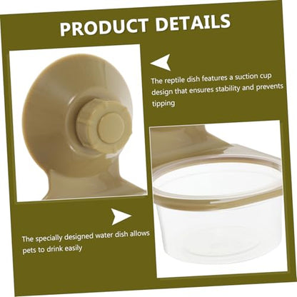 POPETPOP Reptile Feeding Cup Suction Cup Food and Water Dish for Tortoises Geckos and Lizards Easy Clean Spacious Design Tip Function for Terrarium Use