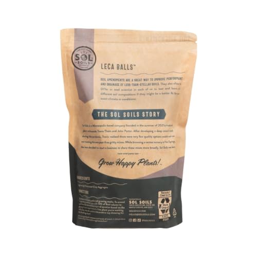 Sol Soils LECA Balls - Lightweight & 100% Natural Hydroponic Clay Pebbles for Plants - Soil Amendments to Improve Drainage, Aeration, and Support Healthy Root Growth - 1 Quart
