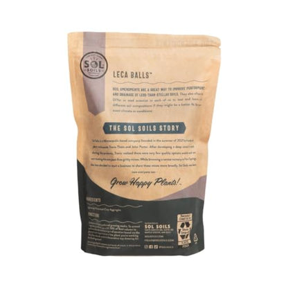 Sol Soils LECA Balls - Lightweight & 100% Natural Hydroponic Clay Pebbles for Plants - Soil Amendments to Improve Drainage, Aeration, and Support Healthy Root Growth - 1 Quart