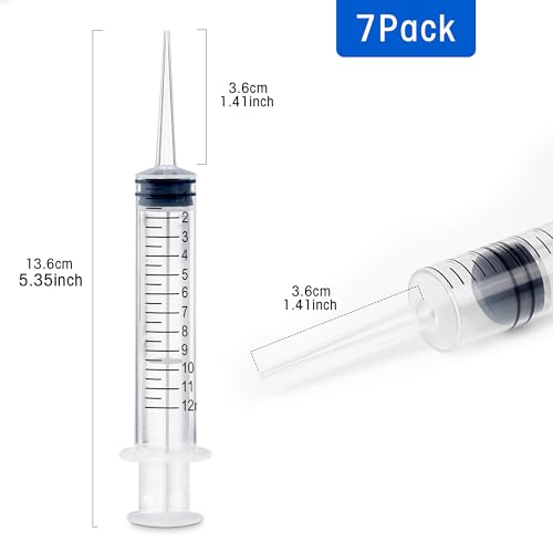 7Pack Wisdom Teeth Syringe, 12ml/cc Dental Syringe with Straight Tip & Measurement, Straight Dental Irrigation Syringe, Disposable Sealed for Dental Care, Oral Tonsil Stone, Feeding, Liquid Injection - style: 12ml/cc Straight Tip