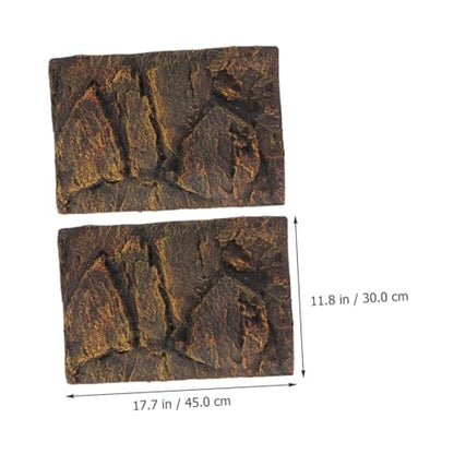 Happyyami Turtle Tank Decorative Panel Realistic 3D Aquarium Background Reptile Tank Accessory Easy to Assemble 2 Pieces