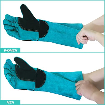 Animal Handling Glove Anti Scratch Protective Gloves for Training Dogs Cat Bird Snake Parrot Lizard Wild Animals Reptiles - Bite Resistant Gloves (Blue)