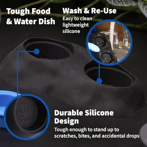 Pangea Ultimate Eco Dish, Crested Gecko Food and Water Bowl for Terrestrial Lizards, Durable Silicone Feeding Accessory for Reptile Terrariums 3.125in x 5.5in (Grey Marble) - color: Grey Marble