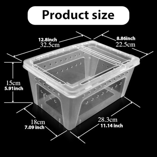 Reptile Terrarium Cage Breeding Box Animal Habitat Tank Container Acrylic Enclosure PP Material Double Opening Stackable Thickened Design Suitable, Clear - color: Clear