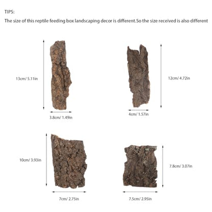 balacoo Reptile Bark Climbing Tree Decor Natural Cork Bark for Terrarium Snake Lizard Hide Climbing Platform 9.05X2.95X0.78 Inches 8-Pack
