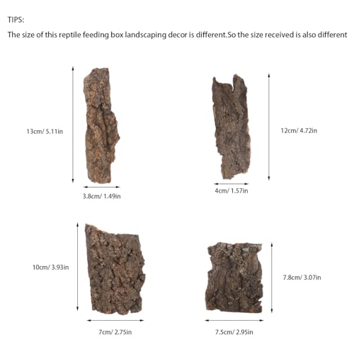 VICASKY Cork Bark Reptile Climbing Paper 4 Pcs Terrarium Background Natural Backdrop Mat Habitat Decor for Spider Lizard Chamelon Turtle Beared Dragon Bearded Tank Flats Decorations Sticks Carpet