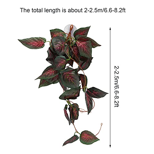 Pssopp Lifelike Plant Decorative Hanging Silk Terrarium Plant with Suction Cup for Reptile Rainforest Box Aquarium Landscape(NFF‑85)