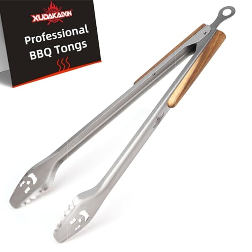 XUDAKAIXIN 21-Inch Extra Long Stainless Steel BBQ Tongs with Extended Luxurious Acacia Handle – Durable and Easy-to-Clean Grilling Tool for Cooking, Kitchen Use, and Outdoor Barbecues - color: 21-Inch