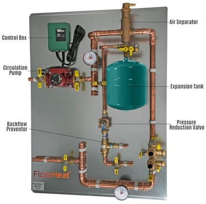 Hydronic Radiant Heat Control Panel - 1 Zone | Pre-Assembled Heating Distribution System for Underfloor, Home & Space Heating | High-Efficiency & Easy Install - size: 1 Zone - For use with/without Glycol
