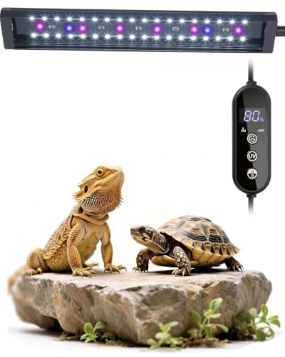 REPTITRIP 9.8 Inch Reptile LED UVB Light, Ferguson Zone 1-4 Selectable, Auto Cycle Timer, Independent Brightness Adjustment, 9W 6000K Energy-Saving Reptile Lamp (Not a Heat Lamp)