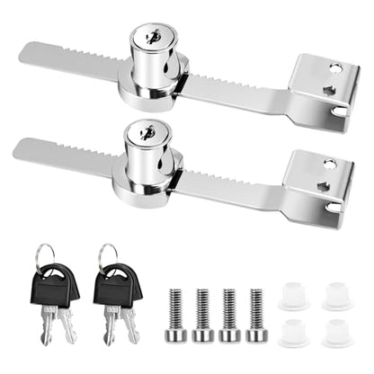 2 Pack Keyed Alike Sliding Glass Door Ratchet Lock, Large Size | Showcase Display Lock, Chrome Finish