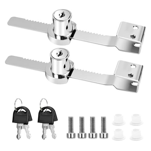 2 Pack Keyed Alike Sliding Glass Door Ratchet Lock, Large Size | Showcase Display Lock, Chrome Finish