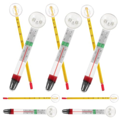 Mobestech 10pcs Aquarium Thermometers Fish Tank Temperature Meters with Suction Cups Small Strip Design for Freshwater and Reptile Tanks