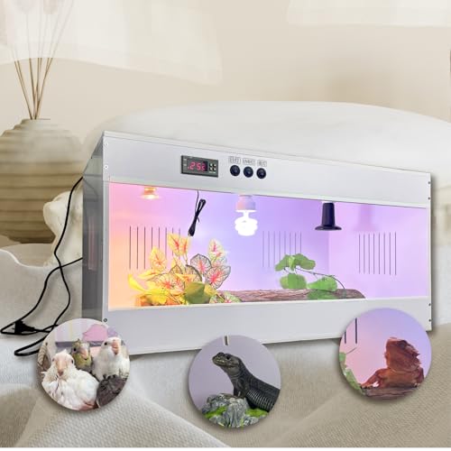 80x50x50cm Smart Dual-Temp Reptile Terrarium with Acrylic Sliding Door, 3 Ceramic Sockets– All-in-One Habitat Terrarium- Ideal for Bearded Dragon, Spider, Hermit Crab, Chameleon, Critter Keeper - size: 80*50*50CM / 31.5*19.6*19.6 IN