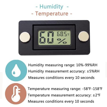 2 Pcs Magnetic Reptile Thermometer and Humidity Gauge Temperature and Humidity Monitor for Jumping Spider and Reptile Tank Mini Digital Hygrometer(Rectangular) - color: Rectangular