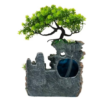 11-Inch Tabletop LED Waterfall Fountain with Mist Effect – Quiet Resin Rockery Indoor Fountain for Bedroom, Office, Meditation & Home Décor