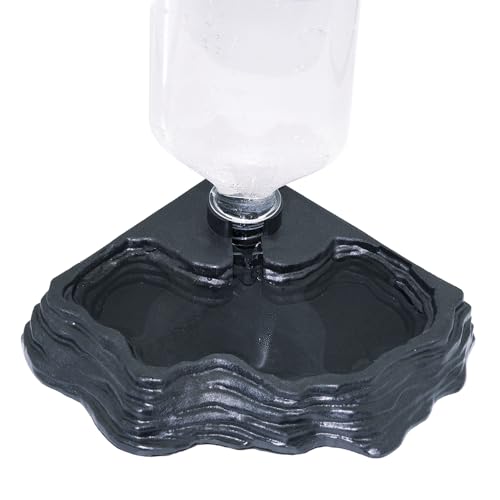 17oz Terrarium Tank Reptile Food Feeders Bowl, Water Feeder Automatic Water Dispenser Waterer Feeding Accessories, for Geckos Lizards Turtle Bearded Dragons - Black - color: Black