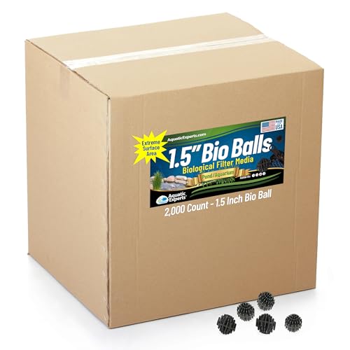 Aquatic Experts 1.5" Large Bio Balls for Ponds – Biological Filter Media for Waterfalls & Outdoor Pond Filters, Treats Up to 6,600 Gallons (2000 Count, Bulk Box – No Mesh Bags) - size: 2000 Count with No Mesh Bags