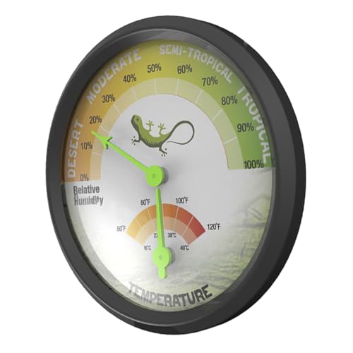 VOSAREA Reptile Thermometer Hygrometer Analog High-Precision Mechanical Temperature and Humidity Gauge Mini Battery-Free for Terrarium and Bearded Dragon Tank