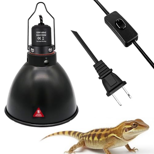 5.5in Deep Dome Reptile Lamp 150w,Dome Reptile Heat Lamp Fixture 150w with Switches Fit for Reptile Heat Bulb uvb，Reptile Heat Lamp Domee 150ww for Amphibian Reptile for Turtles Snake - style: 5.5inch High Reflective
