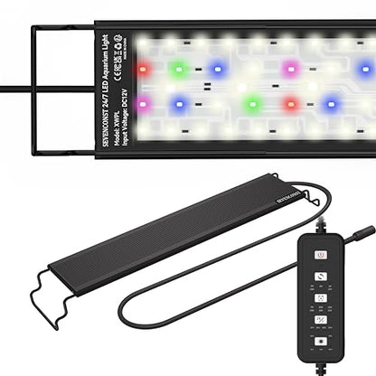 24/7 Mode LED Aquarium Light for 30-36 Inch Plant & Fish Tank, IP68 Full Spectrum Light, Sunrise-Daylight-Moonlight, White Red Green Blue Pink LEDs with Extendable Brackets for Freshwater - size: For 30-36 inch Tank