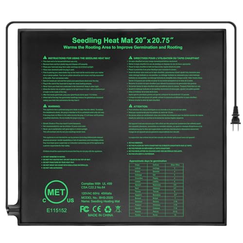 Seedling Heat Mat 20" x 20.75" Warm Hydroponic Plant for Indoor Gardening Germination Starting, Waterproof Durable - size: 20'' x 20.75''