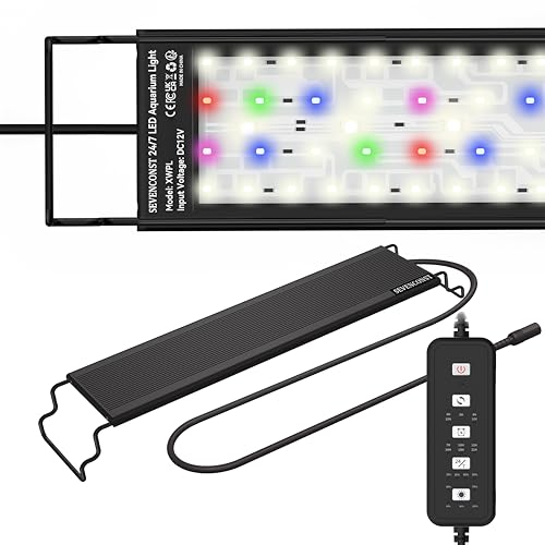 24/7 Mode LED Aquarium Light for 24-30 Inch Plant & Fish Tank, IP68 Full Spectrum Light, Sunrise-Daylight-Moonlight, White Red Green Blue Pink LEDs with Extendable Brackets for Freshwater - size: For 24-30 inch Tank