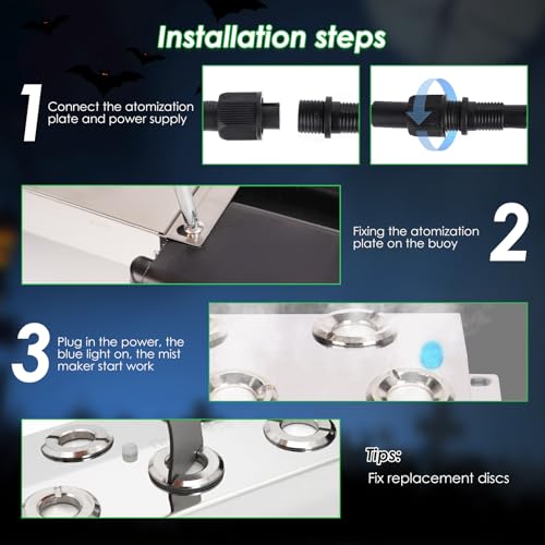 Mist Maker Fogger, 6 Head Ultrasonic Mist Maker, 5000ml/H Ultrasonic Fogger with 250W Power Supply, Perfect for Pond Garden Lawn Rockery Greenhouse Halloween Decoration (6 Head)