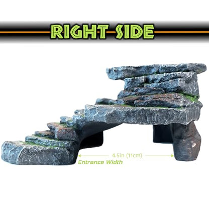 Reptile Hide & Cave Hideout Rainforest Series - Reptile Ledge Hide, Basking Rock, Terrarium & Aquarium Decor, Decorative Resin for Lizards, Fish, Snakes, Amphibians, Small Animals