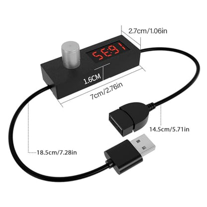 PowerFlow Adjustable USB Timer Cable Programmable Countdown Power Off Switch with Digital Display for USB Fan Lamp Night Light Aquarium 5V Devices