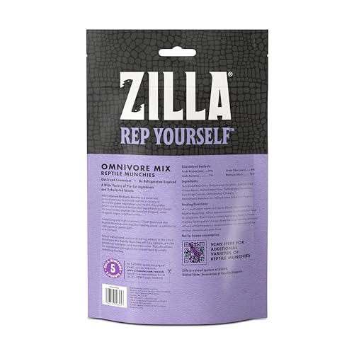Zilla Reptile Munchies, Omnivore Mix, Dehydrated and Sun Dried Vegetables and Insects, 4 Ounces