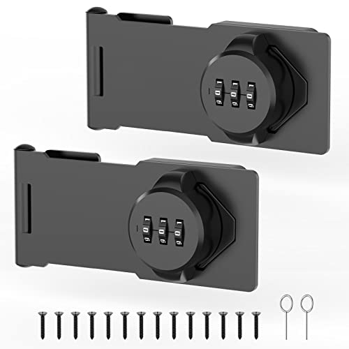 Mechanical Password Rotary Hasp Locks, Cabinet Locks with Combination, Door Security Latch for Small Barn Doors, Cabinets, Gate, Bathroom, Outdoor, Closet, Fence (2 Packs Black) - color: 2 Packs Black