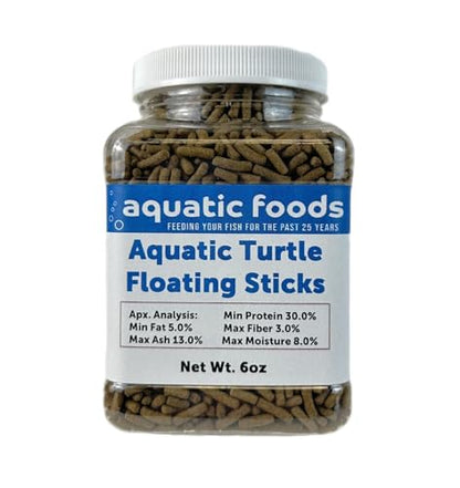 Aquatic Turtle 3/8" x 1/8" 30% Protein Floating Sticks for Aquatic & Semi Aquatic Red Ear, Painted. Map, Soft Shell Pond Turtles...WL 6oz Sm Jar