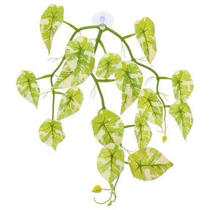 Hemoton Artificial Reptile Climbing Plants with Suction Cup, Terrarium Decoration for Turtle and Gecko Habitat, Realistic Hanging Leaf Vines for Reptile Tank Accessories