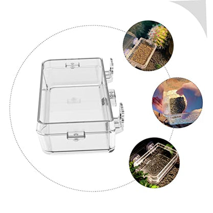 WOONEKY 2pcs Lizard Feeding Bowl Cup Transparent Wall-Mounted Reptile Feeder for Water and Food for Geckos Chameleons and Reptiles and Easy to Clean