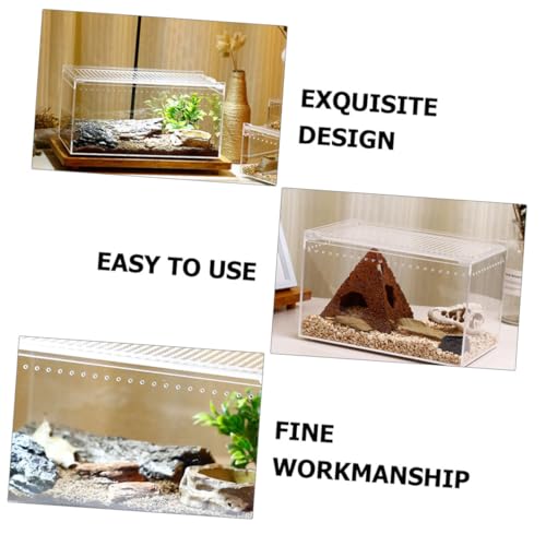 POPETPOP Reptile Breeding Box, Reptile Feeding Container Aquarium Breeding Tank Transparent Feeding Box Terrarium Habitat for Snake Turtle Lizards（7.86X5.89X3.93in）