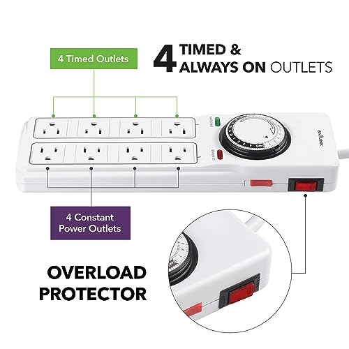 BN-LINK 8 Outlet Surge Protector with Mechanical Timer and Digital Timer Outlet