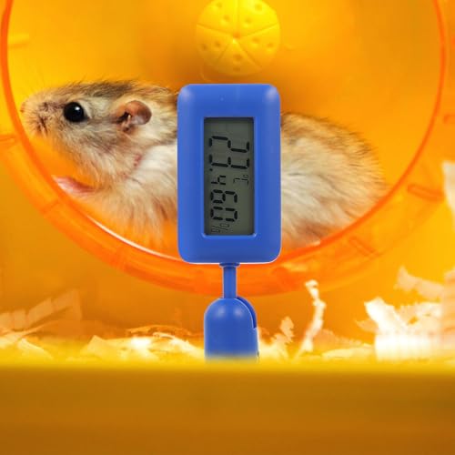 Digital Reptile Thermometer with Suction Cup 360° Rotatable Mini Hygrometer for Bearded Dragon and Leopard Gecko Terrarium Temperature and Humidity Monitoring, Night Light Blue