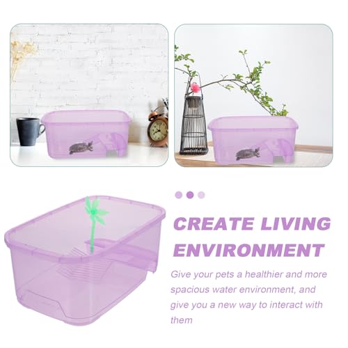 POPETPOP Amphibious Pet Tank Travel Accessories Reptile Terrarium - Portable Clear and Transparent Plastic Tank, Reptile Breeding Tank for Spiders Frog Snakes Small Reptiles Turtle Tank
