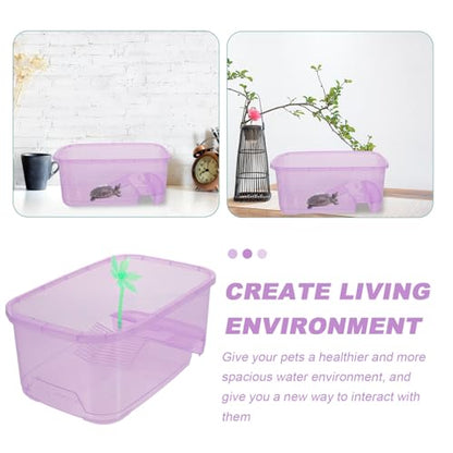 POPETPOP Amphibious Pet Tank Travel Accessories Reptile Terrarium - Portable Clear and Transparent Plastic Tank, Reptile Breeding Tank for Spiders Frog Snakes Small Reptiles Turtle Tank