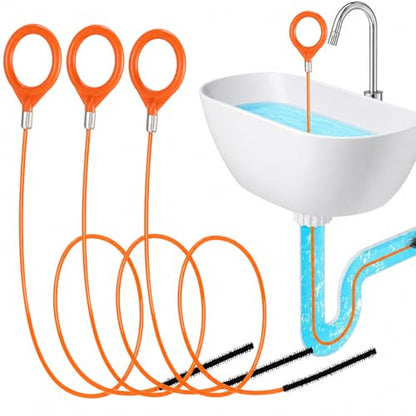 3pcs Extra Long 32.09 Inch Stainless Steel Drain Clog Remover Hook with Nylon Coating - Hair Removal Tool for Bathroom Sinks, Bathtubs, Shower Drains, Floor & Kitchen Drains