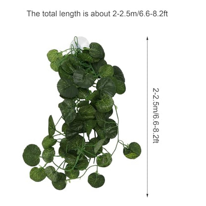 Pssopp Lifelike Plant Decorative Hanging Silk Terrarium Plant with Suction Cup for for Reptile Rainforest Box Aquarium Landscape(NFF‑83)
