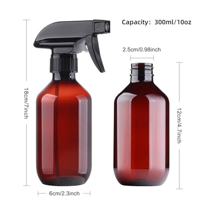 Teyssor Spray Bottles Water Spray Bottle - BPA Free - 10 oz/300 ml Plastic Refillable Containers Fine Mist Small Spray Bottle with Adjustable Nozzle for Hair, Cooking, Cleaning - color: Brown-2 pack