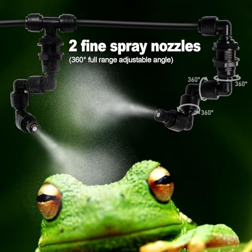 Luocute Automatic Reptile System with Timer, 360° Adjustable Nozzles Smart Misting System for Reptiles Terrariums Rainforest Timer Misting System, Quiet Touch Control DC 5V (US Plug)