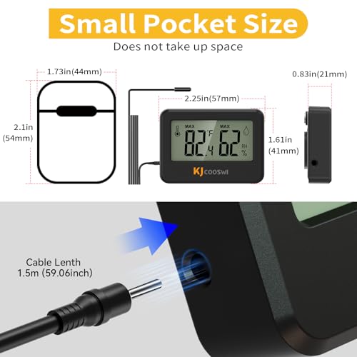 4PCS Mini Digital Hygrometer and Thermometer Reptile Thermometer with Extend Probe (Only Temperature) Indoor Temp and Humidity Meter with Magnet - style: with probe