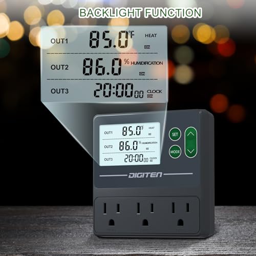 Dual Probe Temperature & Humidity Controller, Independent Sensors for Precise Temperature and Humidity Control, Compatible with Humidifiers, Dehumidifiers, Heating & Cooling Systems