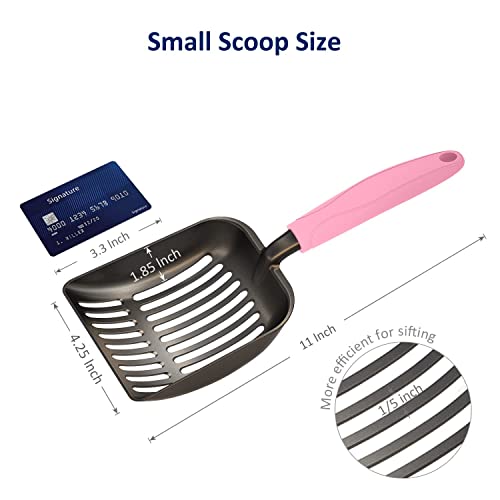 WePet Cat Litter Scoop, Non-Stick Plated Aluminum Alloy Sifter, Kitty Durable Metal Scooper, Deep Shovel, Long Handle, Kitten Pooper Lifter, Size Medium, Coated Black Body with Pink Handle - color: #10 Pink, size: Medium