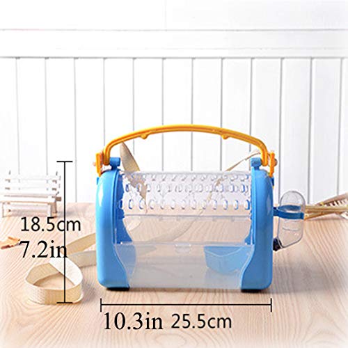 kathson Hamster Cage Travel Carrier Portable Cage with Water Bottle Outgoing Cage and Adjustable Strap Pet Cage for Small Pet Hedgehog Sugar Glider Squirrel Mice（Blue） - size: Blue