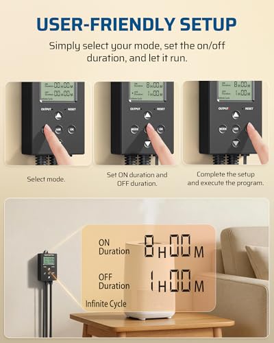 DEWENWILS Repeat Cycle Digital Timer, Interval Timer Outlet, Infinite/Day/Night Cycles, Photocell Light Sensor for Hydroponics Aquaponics Aeroponics, Pump, Fan, Water Heater, Indoor Use,1625W/125V/13A