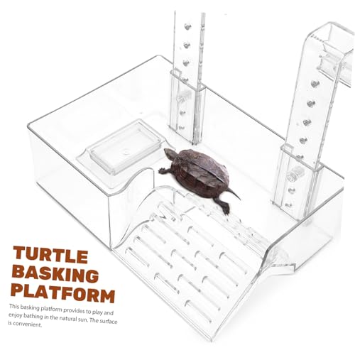 TOYANDONA Turtle Basking Platform Acrylic Wall Mounted Climbing Shelf for Turtles Reptiles Aquatic Pets Easy Installation Space Saving Aquarium Decor